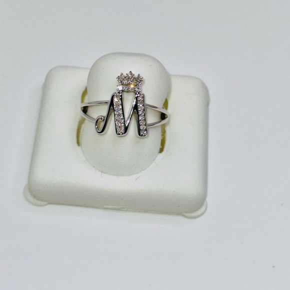 Real Diamond Custom Made Crown Initial M letter ring, Best Gift for her, SALE! - Picture 4 of 5